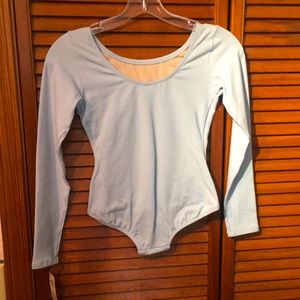Leotard Light Blue Long Sleeve Body Wrappers Girls Size 12-14 NWT